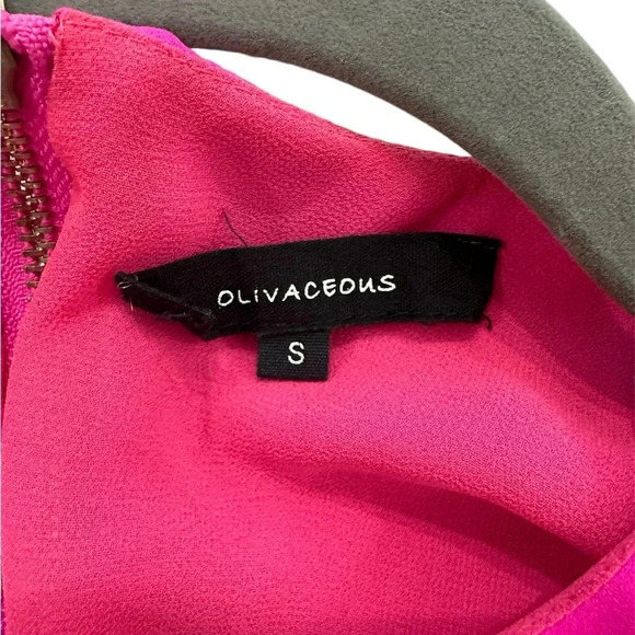 Olivaceous Womens Short Sleeve Hot Pink Shift Mini Dress Exposed Zipper Small - Picture 3 of 6